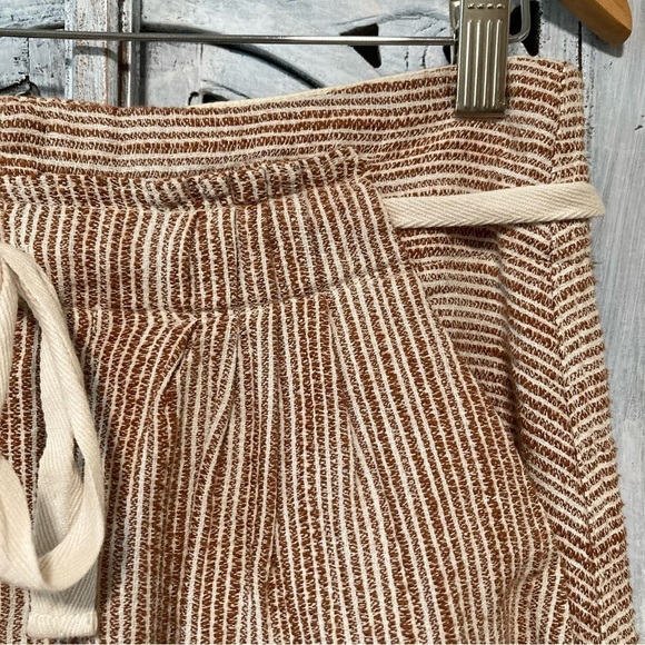 Free People Light At Sunrise Woven Cream/ Brown Crop Pants Size 4 - Picture 9 of 13